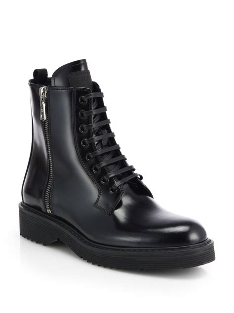 short prada combat boots|Prada genuine leather boots.